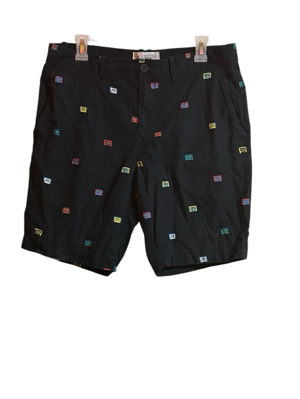 Original Penguin Black Shorts with Multicolor Embroidery